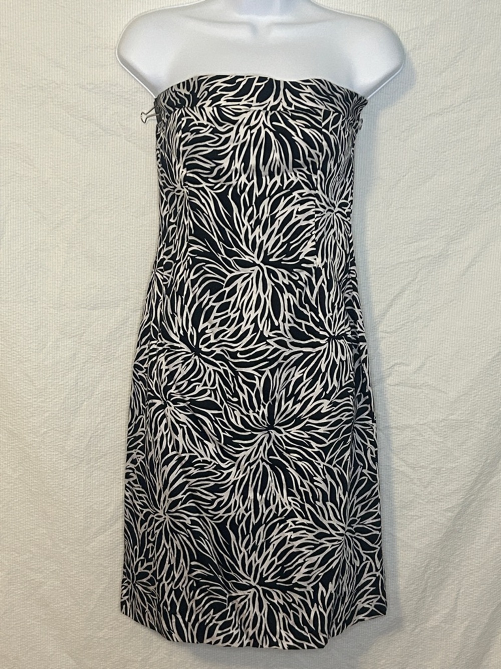 Original Milly of New York Black/White Print Strapless Mini Dress, Size 6